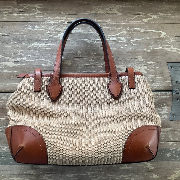 Brooks Brothers Leather and Straw Purse - Picture 1 of 8